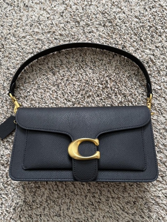 Coach Handbags - Coach Black Leather Shoulder Bag with Gold 'C' Hardware